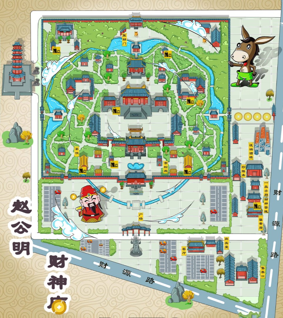 凌河寺庙类手绘地图
